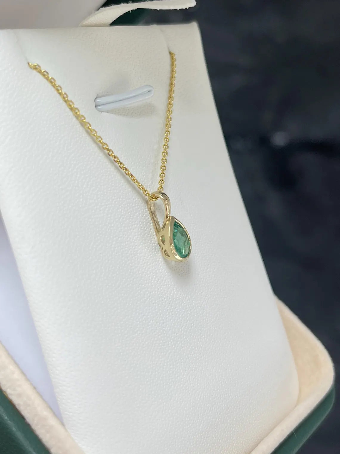 1.0ct Natural Pear Cut Emerald Solitaire Pendant Charm for May Birthday