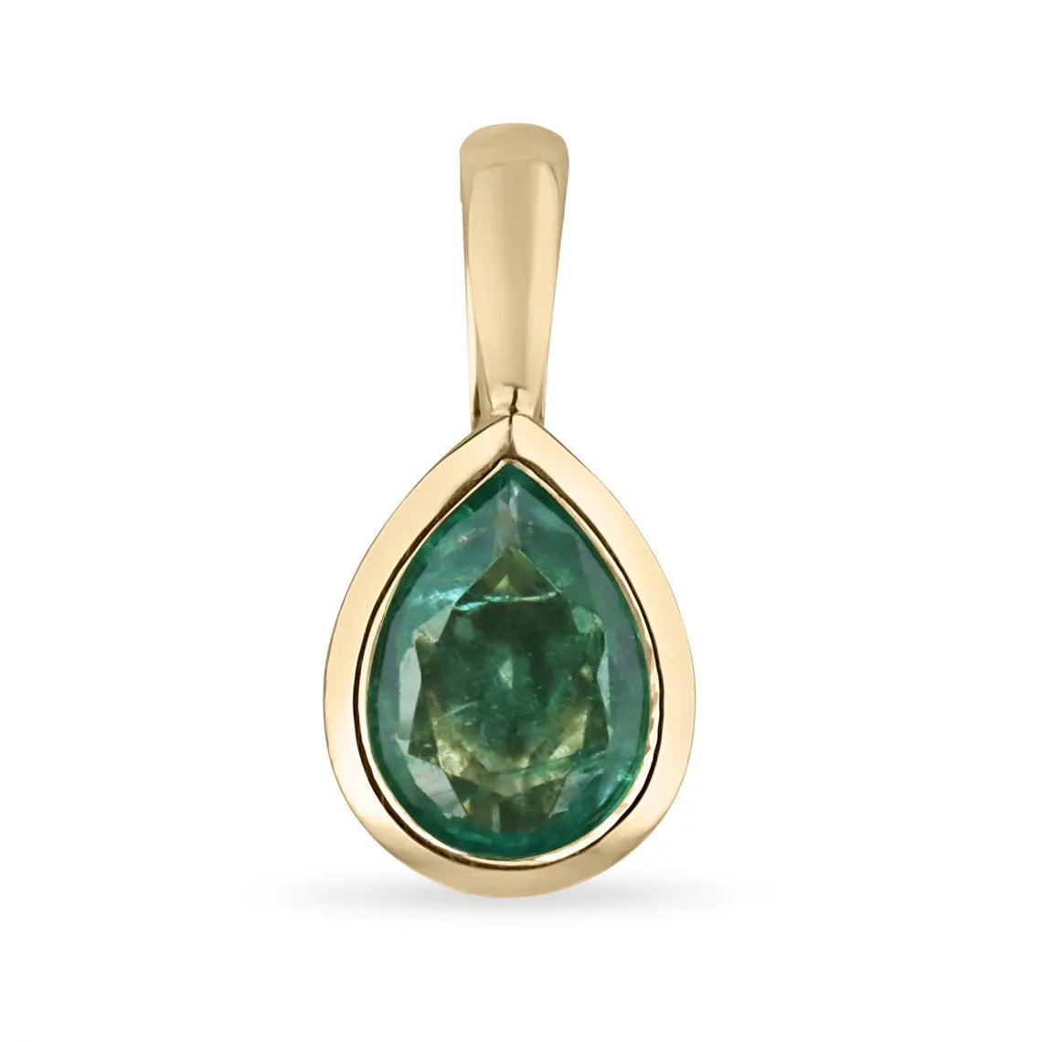 1.0ct Natural Pear Cut Emerald Solitaire Pendant Charm for May Birthday