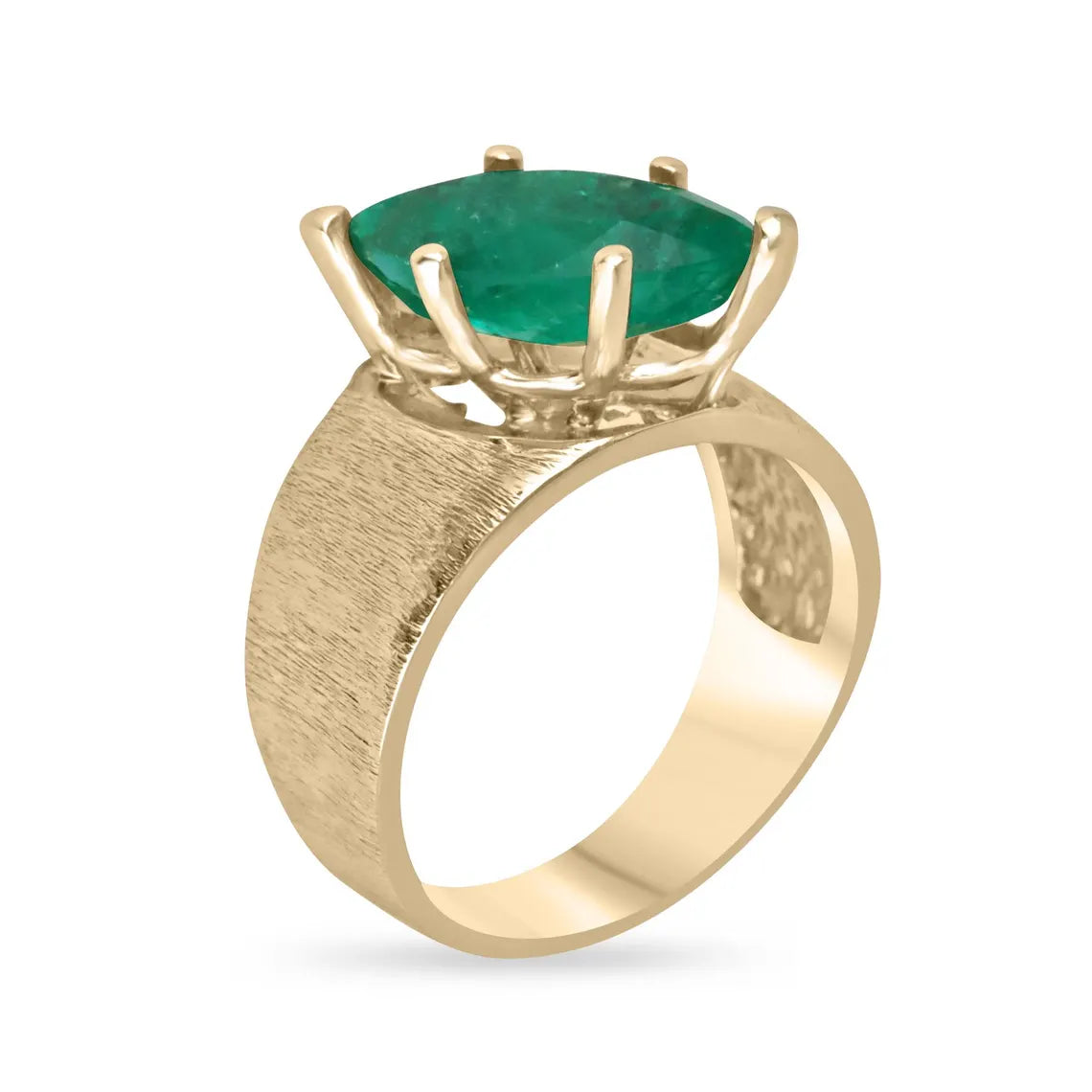 2.68ct Marquise Cut Colombian Emerald Solitaire Ring with 6 Prong Gold Setting