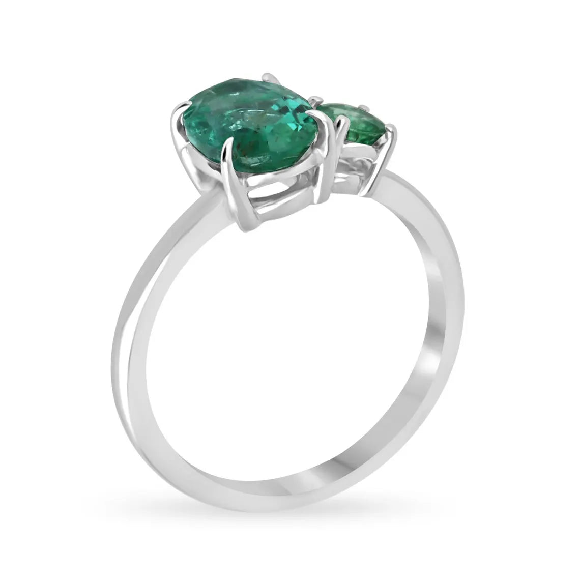2.40 Carat Features Emerald With Oval And Round Cuts Toi Et Moi Ring - JR Colombian Emeralds