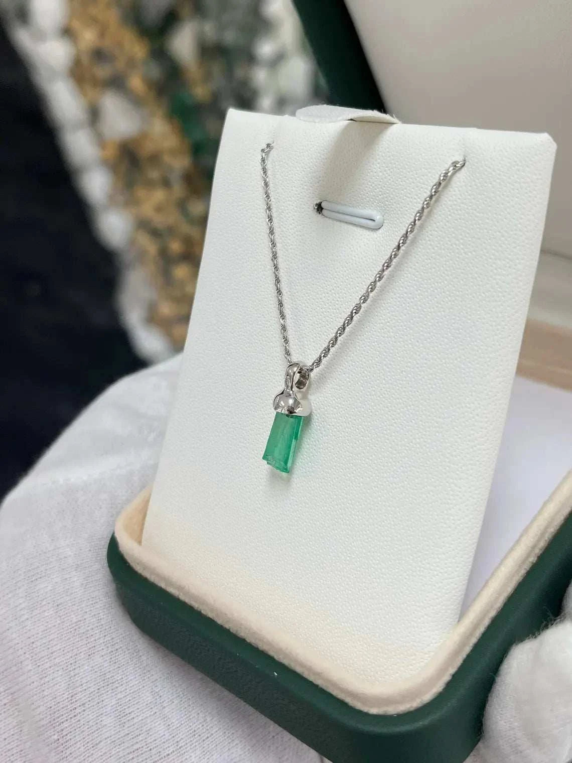 2.10ct Rough Cut Colombian Emerald Crystal Pendant Necklace
