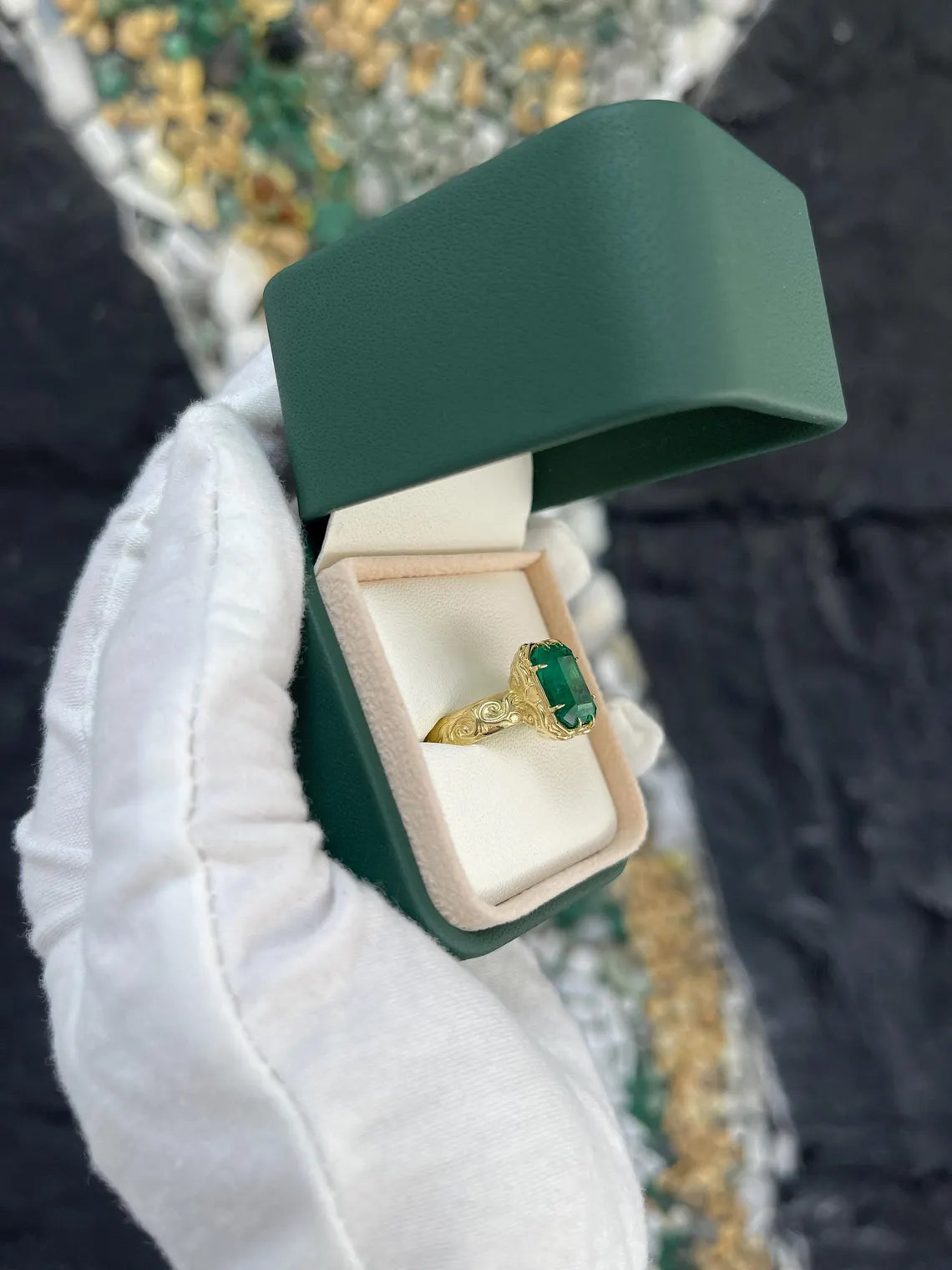 3.90ct Fine Quality Emerald Cut Ring Features Rich Green Solitaire