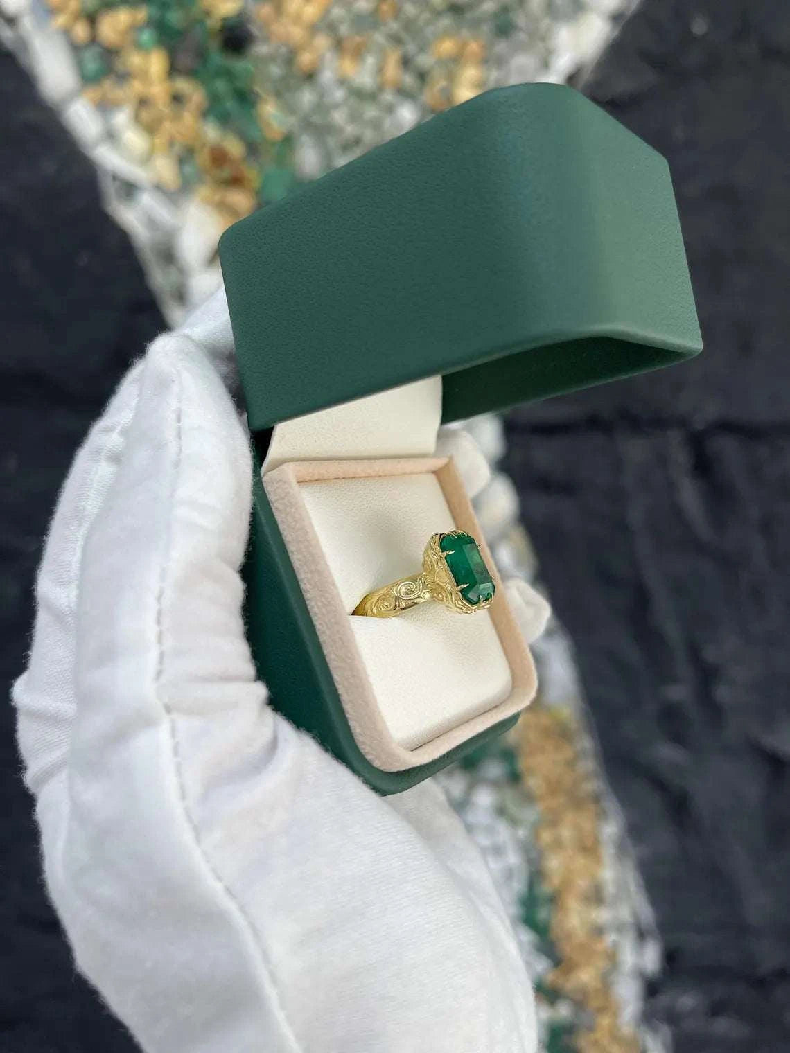 3.90ct Fine Quality Emerald Cut Ring Features Rich Green Solitaire