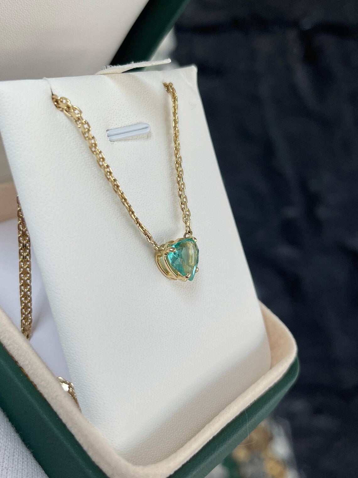 2.19 Carat Heart Cut Colombian Emerald Pendant Necklace for Women