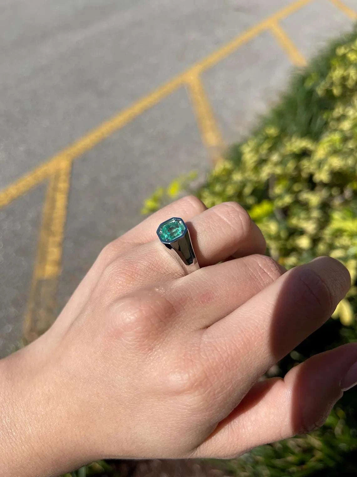 1.90ct Natural Colombian Emerald Asscher Cut Solitaire Men's Ring