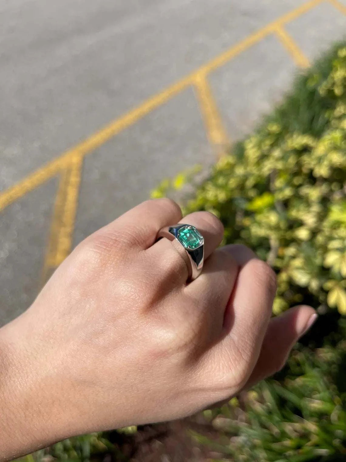 1.90ct Natural Colombian Emerald Asscher Cut Solitaire Men's Ring