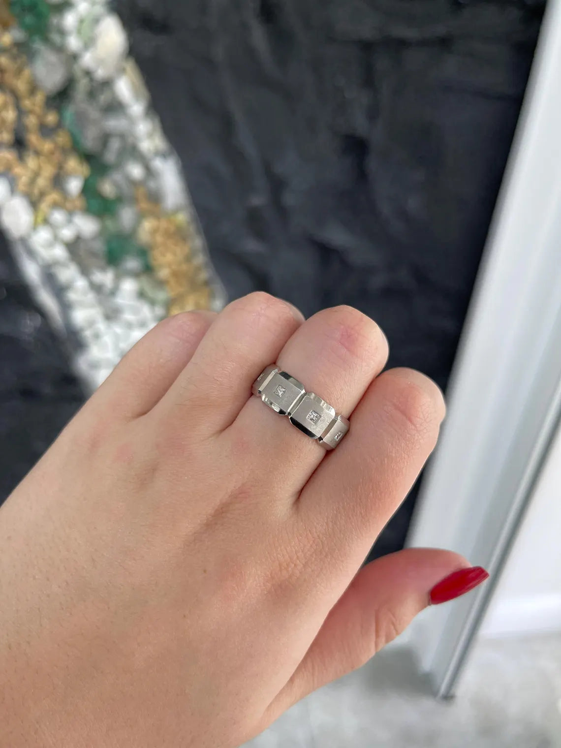 0.25ct Palladium Men's Princess Cut Diamond Wedding Band Ring