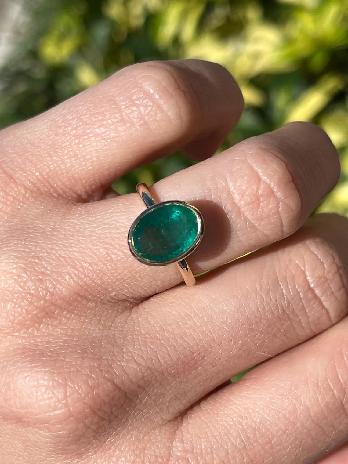 3.21ct Dark Green Oval Emerald Creates a Striking Solitaire Statement Ring