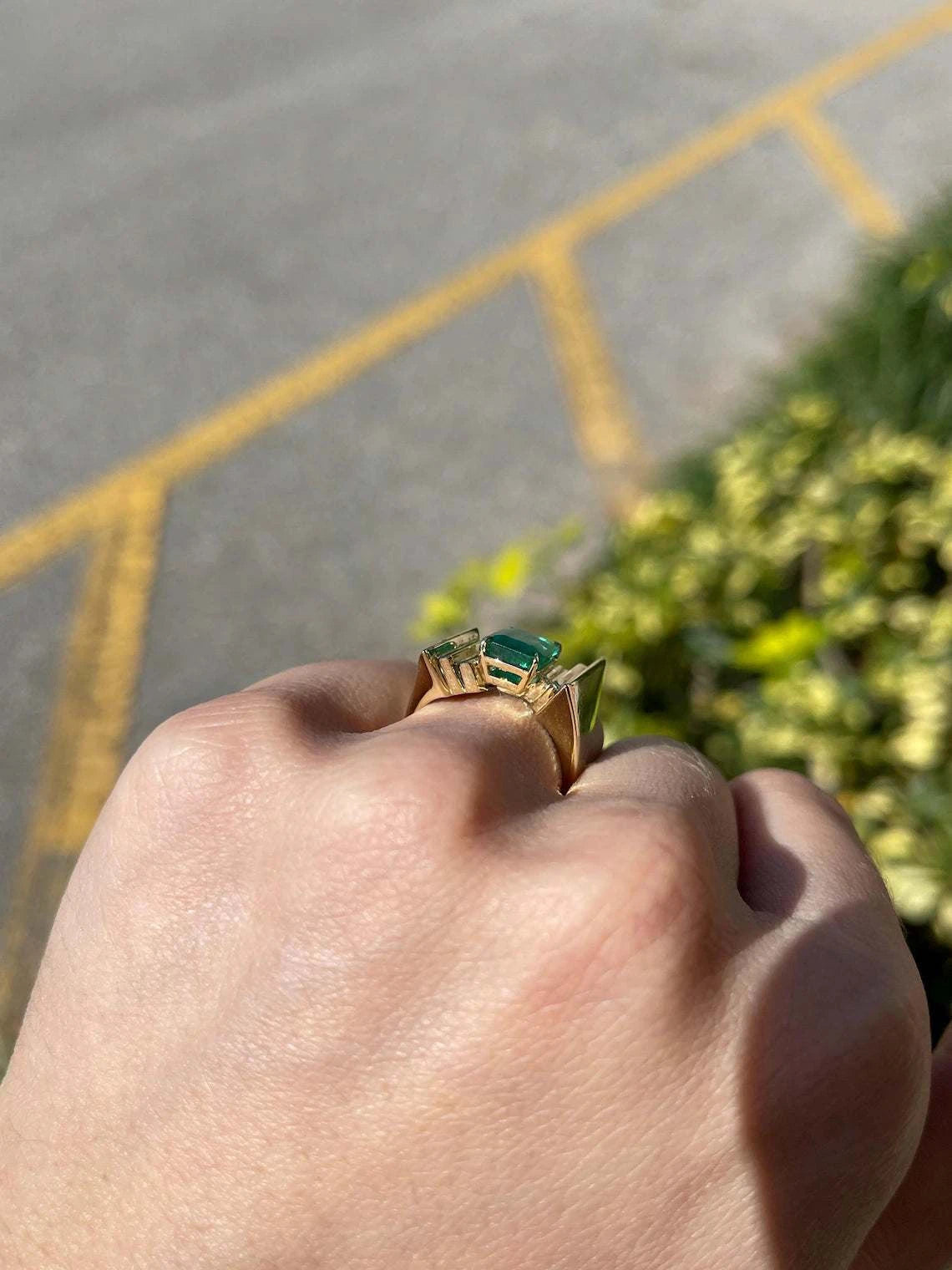 2.18ct Lush Dark Green Emerald Cut Solitaire Ring for Statement Look