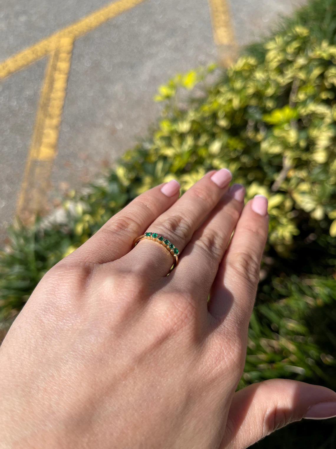 0.45 Carat Colombian Emerald Wedding Band Features Rich Green Sparkle