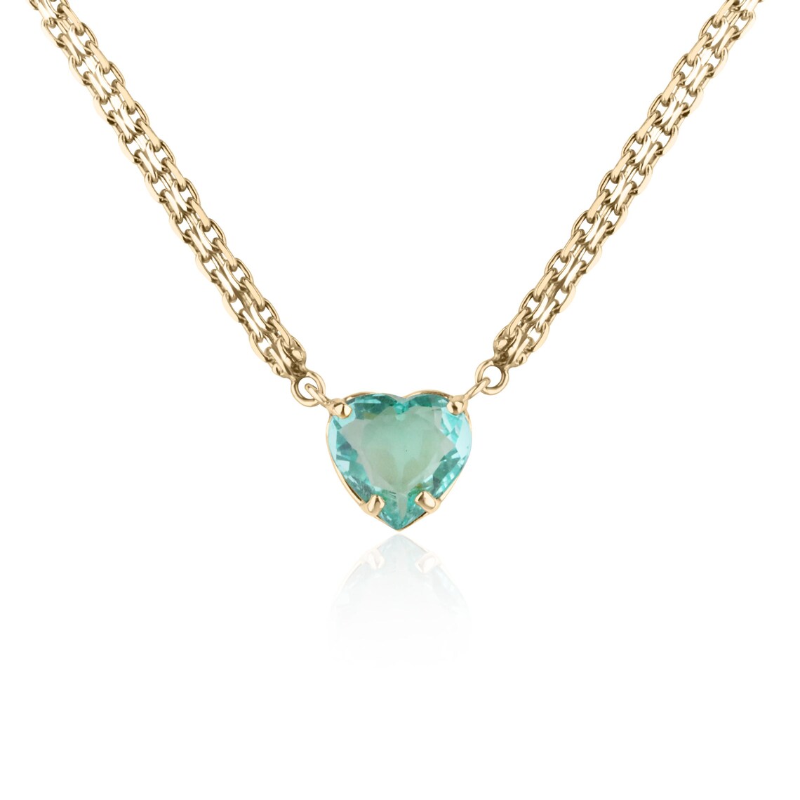 2.19 Carat Heart Cut Colombian Emerald Pendant Necklace for Women