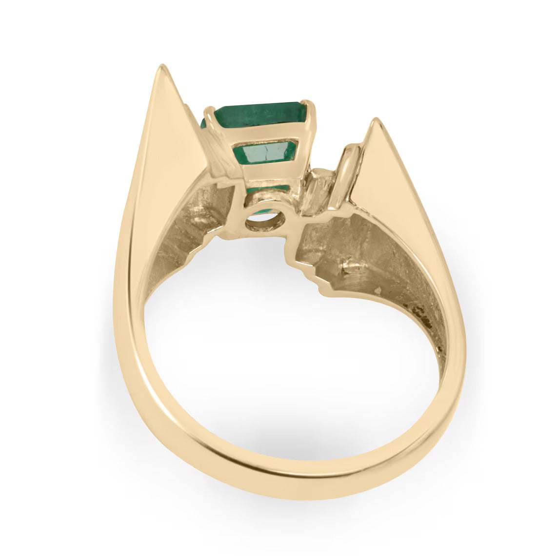 2.18ct Lush Dark Green Emerald Cut Solitaire Ring for Statement Look