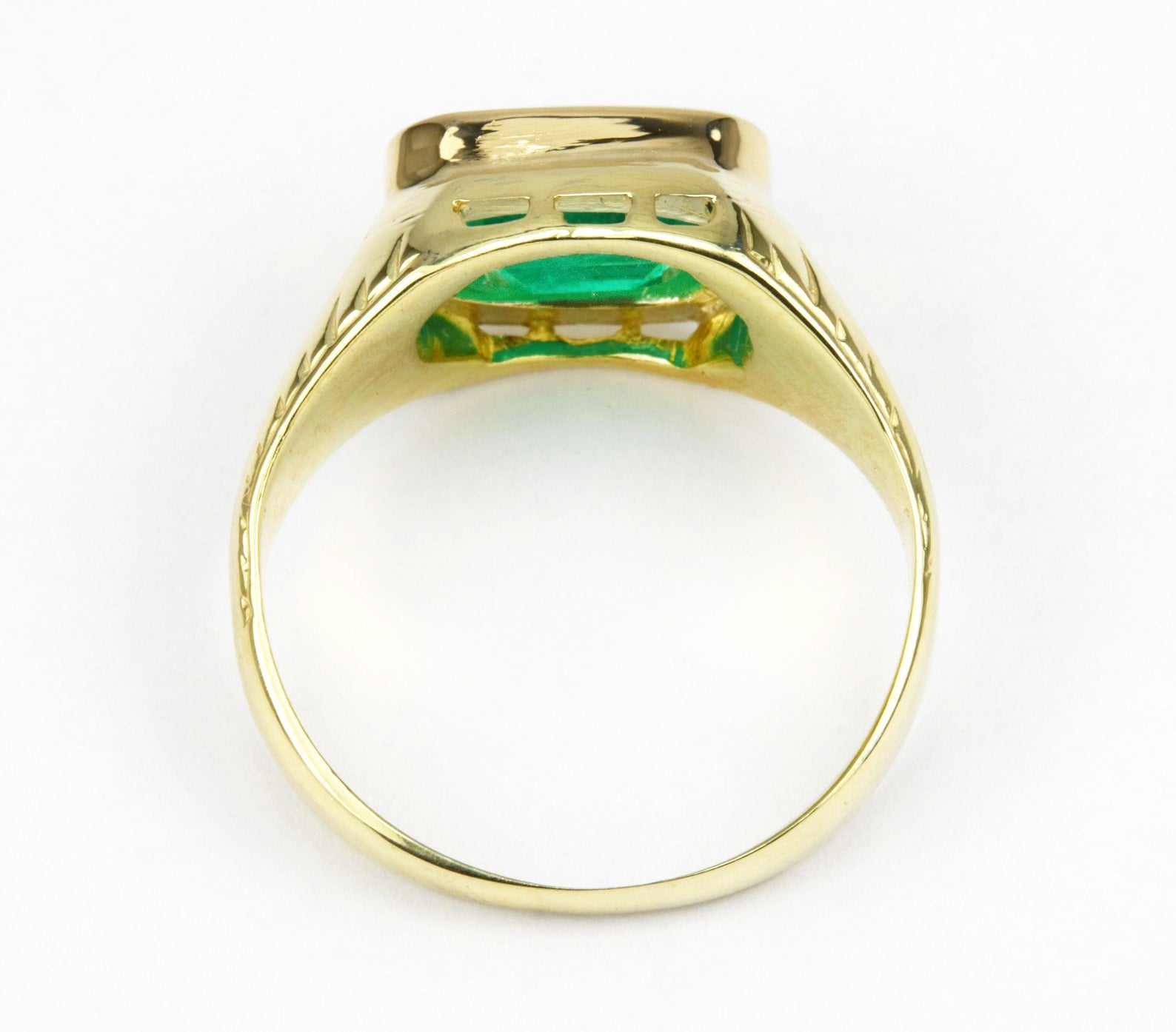 Genuine Natural Emerald Cut 2.10 Carat Cut Emerald Mens antique Style Ring 14K