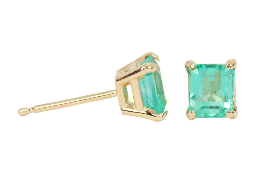 1.20tcw Classic Chic Bright Green Emerald Solitaire Stud Earrings 14K gift
