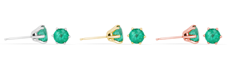 Emerald Jewelry - 1.0tcw Round Stud Earrings in 14K Gold