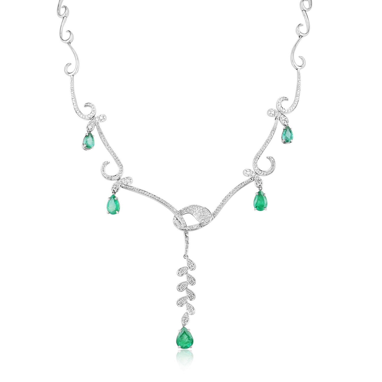 7.89tcw 18K Regal Emerald & Diamond Statement Necklace
