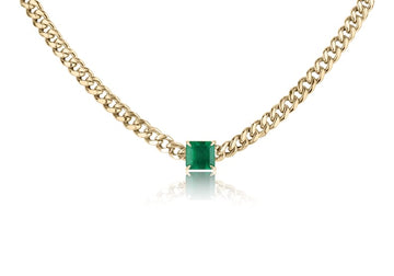 Curb Chain Emerald Chocker Necklace