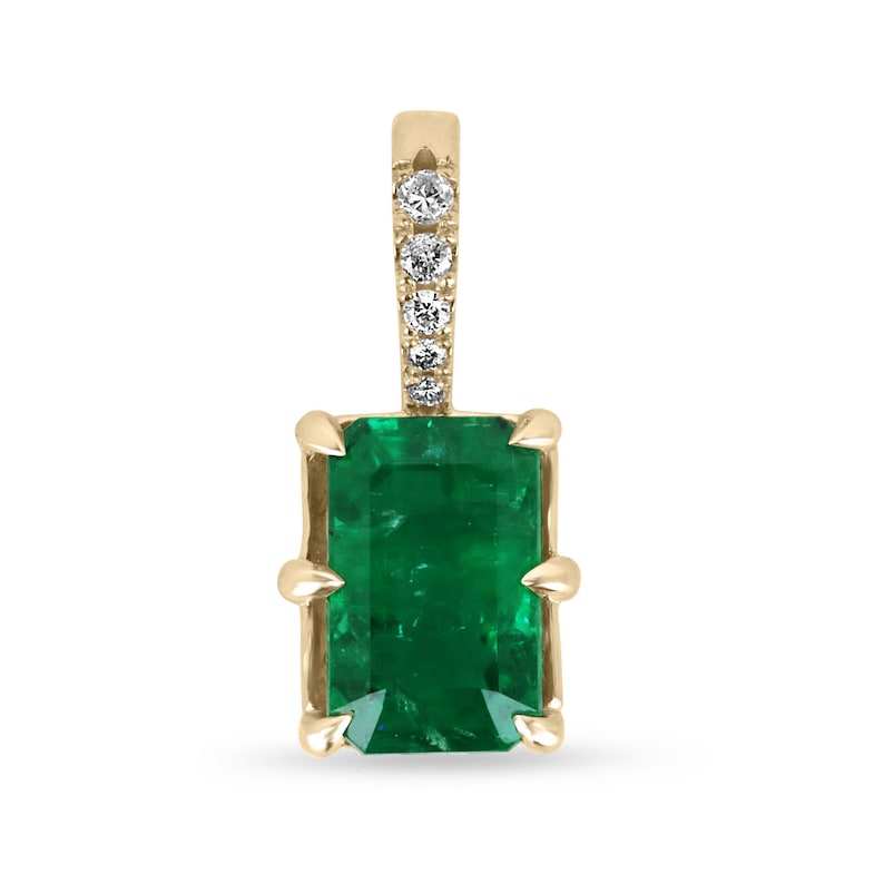 3.0tcw 18K gold necklace with 2.80ct emerald cut emerald and diamond accents