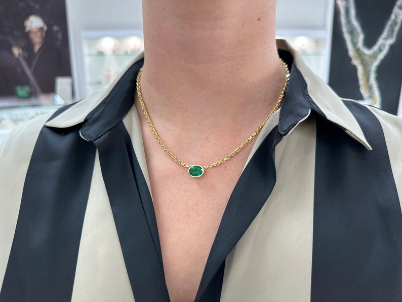 Oval Cut Emerald Necklace