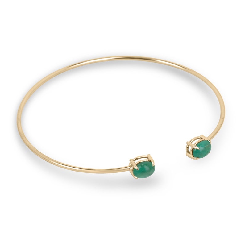Dark Green Emerald Toi Et Moi Cuff Bangle Bracelet