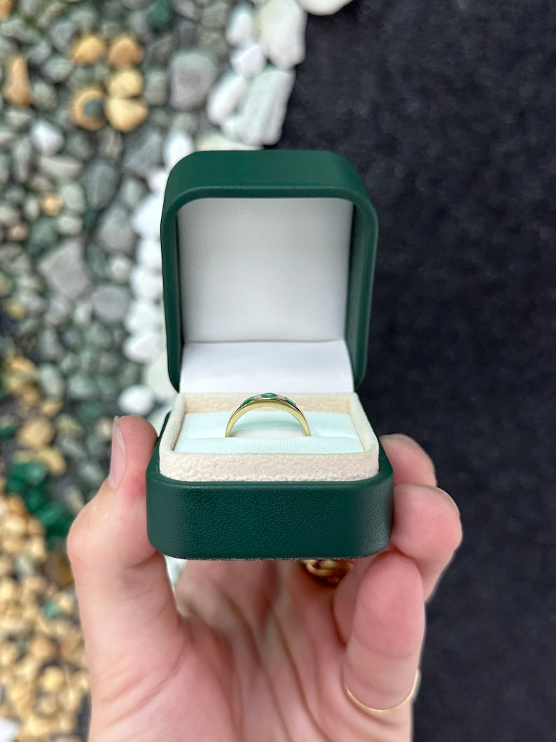 Stack in Style: Radiant 0.60tcw Round & Asscher Cut May Emerald Ring in 14K Gold