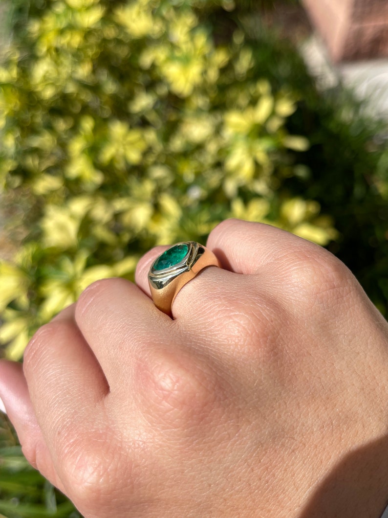 3.35ct 18K Gold AAA Fine Quality Dark Vivid Rich Green Heart Cut Emerald Solitaire Ring - JR Colombian Emeralds