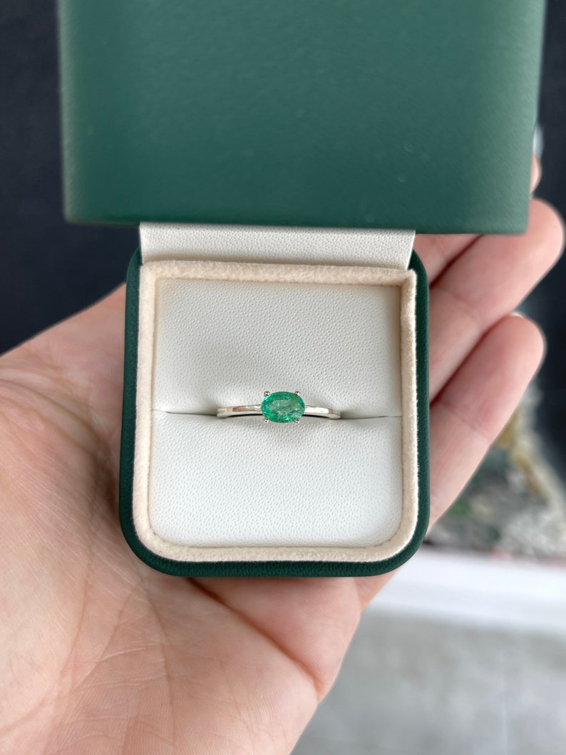 May Emerald Gift Ring in Sterling Silver