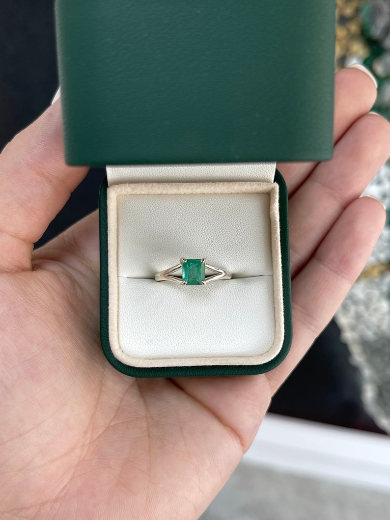 4 Prong Split Shank Emerald Ring