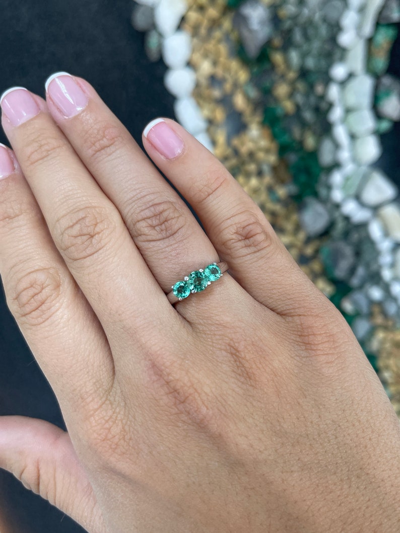 Emerald White Gold Prong Ring