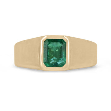 Emerald Cut North to South Set Men's Gold Ring