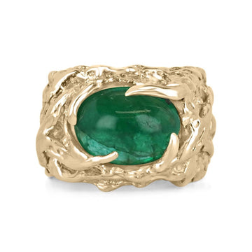 Cabochon Emerald Men's Pinky Ring