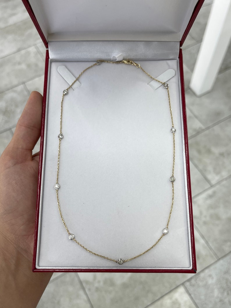 1.0tcw 14K Two-Toned Gold Round Cut Diamond by The Layering Yard Chain Necklace - JR Colombian Emeralds