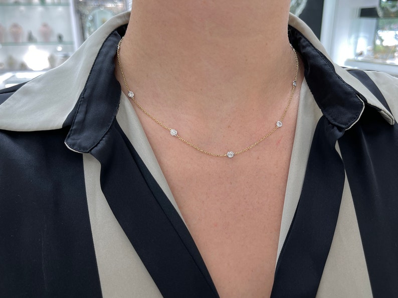 1.0tcw 14K Two-Toned Gold Round Cut Diamond by The Layering Yard Chain Necklace - JR Colombian Emeralds