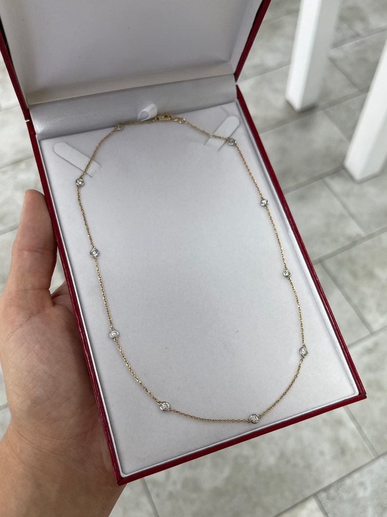1.0tcw 14K Two-Toned Gold Round Cut Diamond by The Layering Yard Chain Necklace - JR Colombian Emeralds