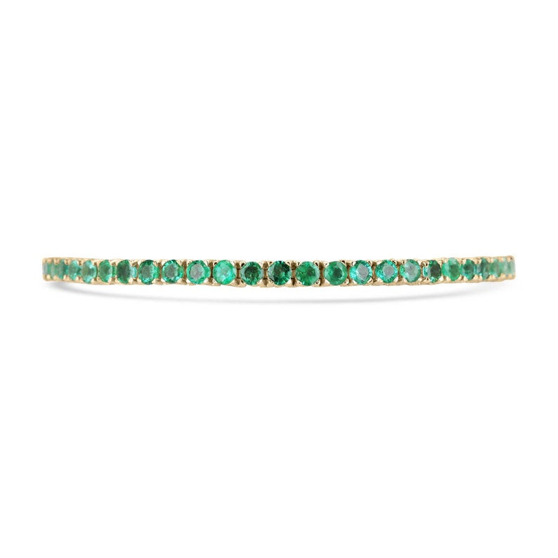 7.0tcw Medium Dark Green Round Cut Emerald Unisex Tennis Bracelet Gold 14K