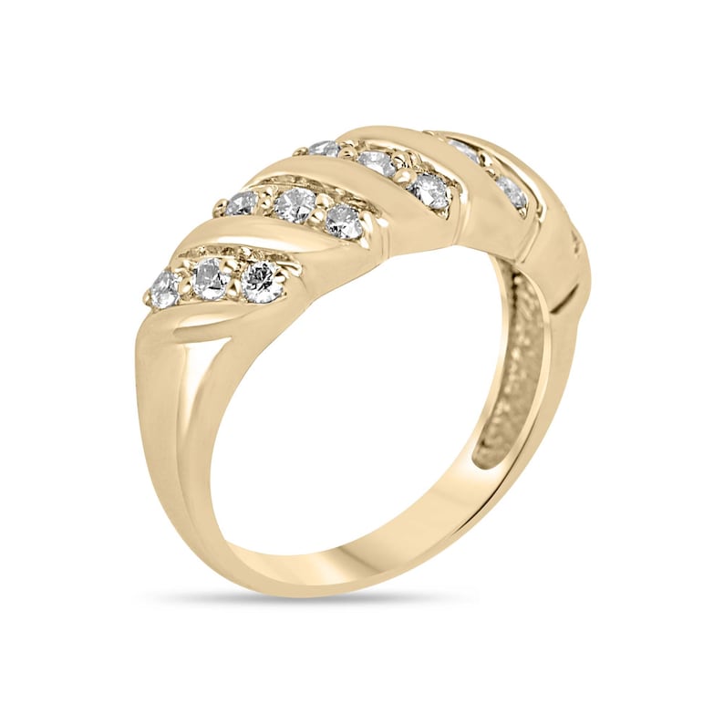 Vintage Inspired 14K 585 Gold Ring Featuring Natural Brilliant Round Cut Diamonds, 0.45 TCW
