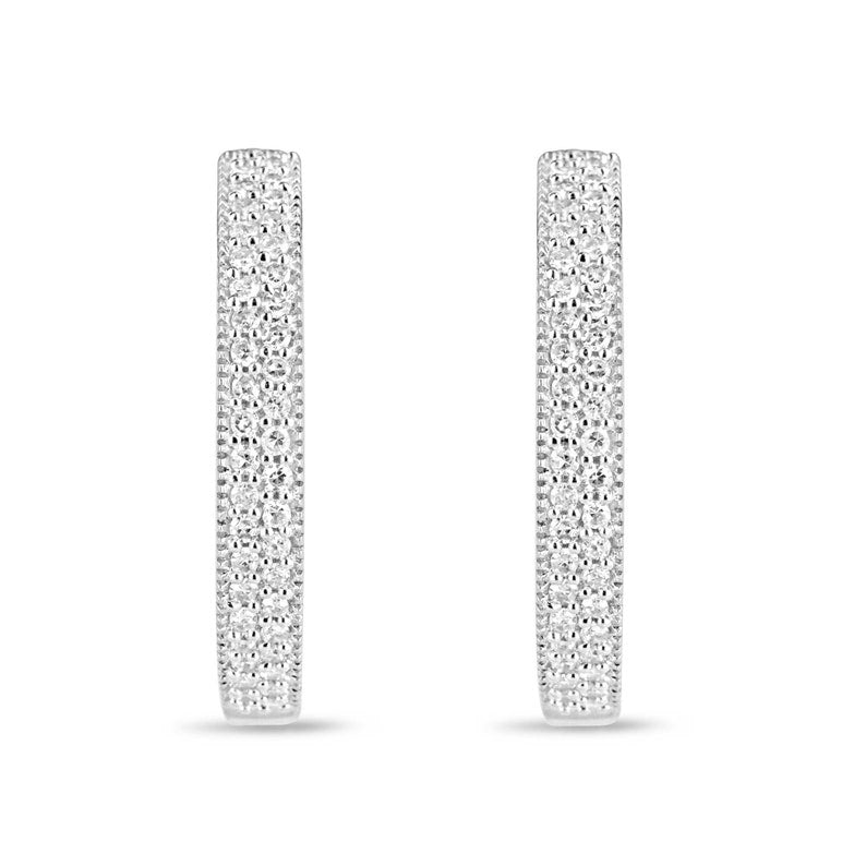 Elegant Hoop Earrings with 0.80 Total Carat Weight Diamonds in 14K White Gold