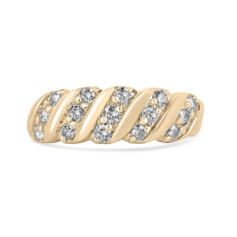 Elegant 14K 585 Gold Antique Style Diamond Band Ring with 0.45 Total Carat Weight