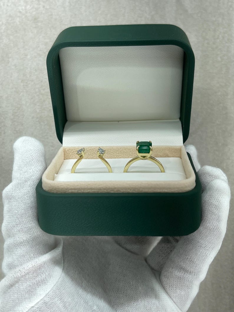 4.0tcw 14K Dark Green Emerald & Diamond 2-in-1 Convertible Three Stone Ring - JR Colombian Emeralds