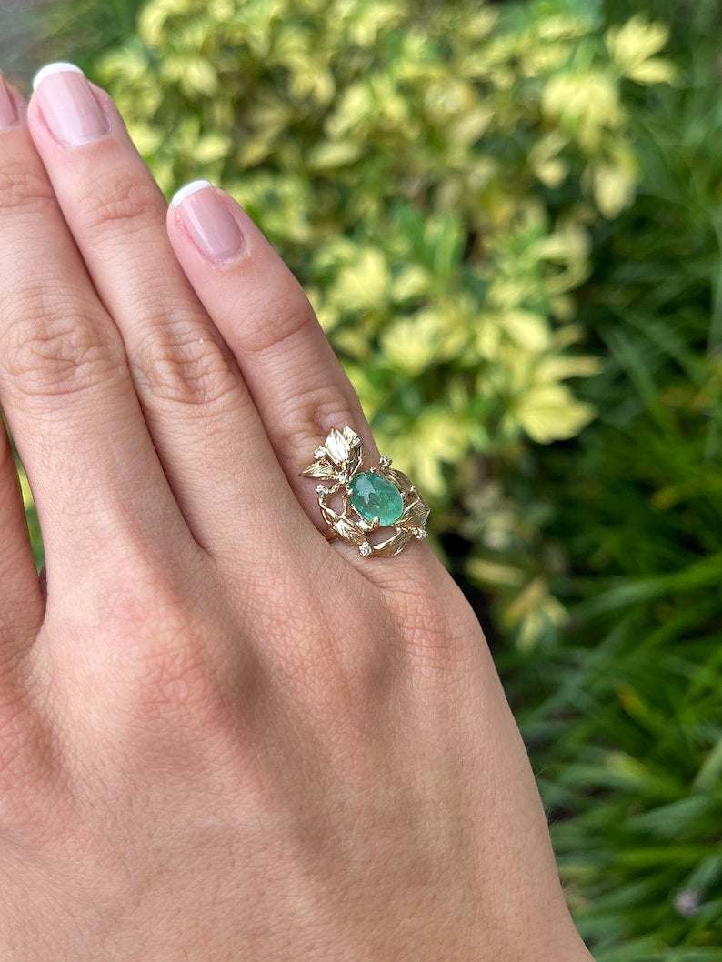 Gorgeous 14K Yellow Gold Ring with 2.52tcw Emerald and Diamond Accents
