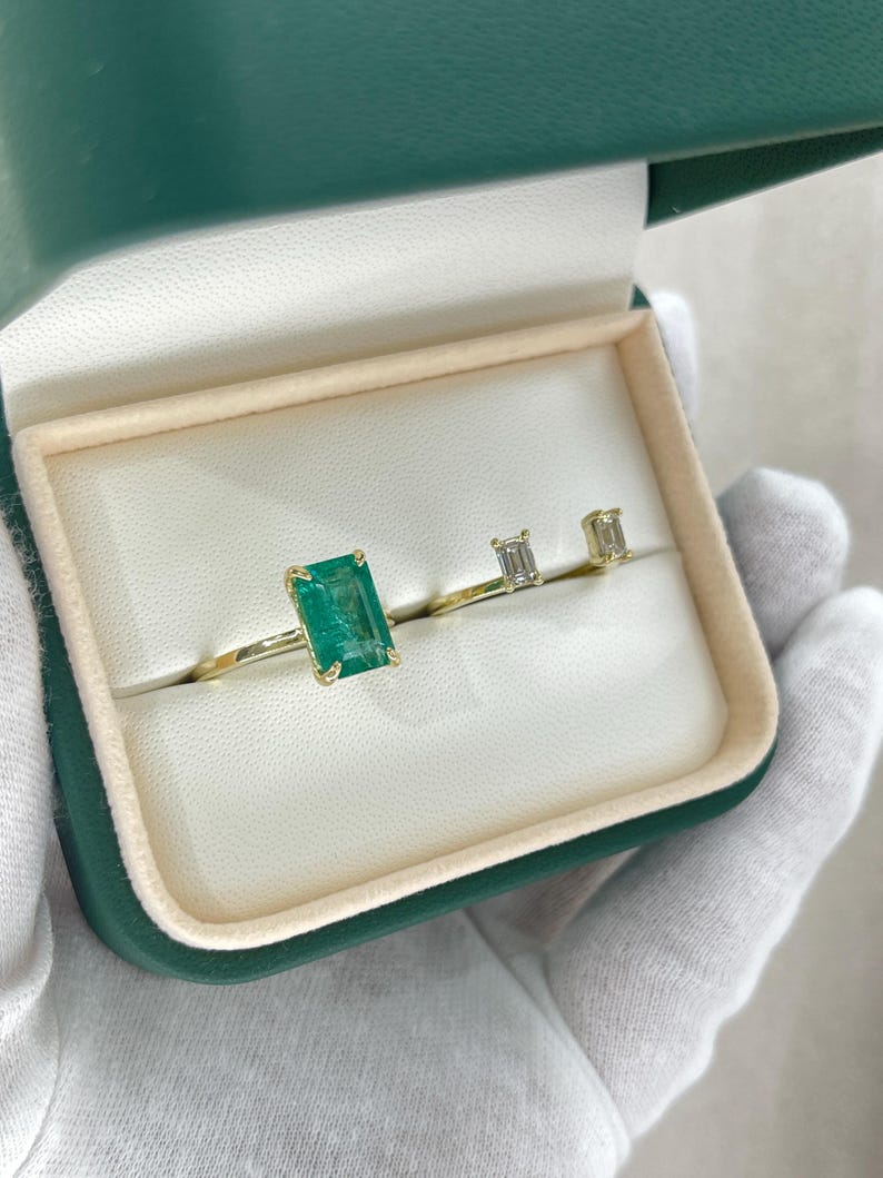 3.75tcw 14K Emerald & Diamond Convertible Three Stone Engagement Ring - JR Colombian Emeralds