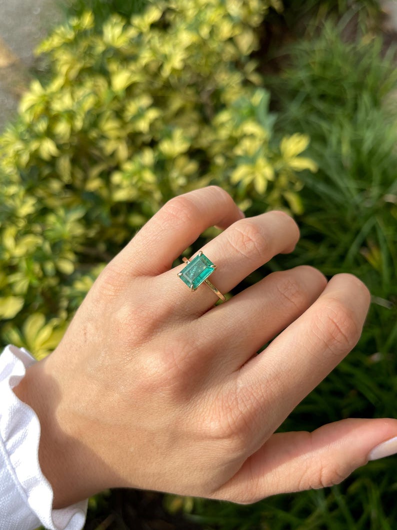 3.75tcw 14K Emerald & Diamond Convertible Three Stone Engagement Ring - JR Colombian Emeralds