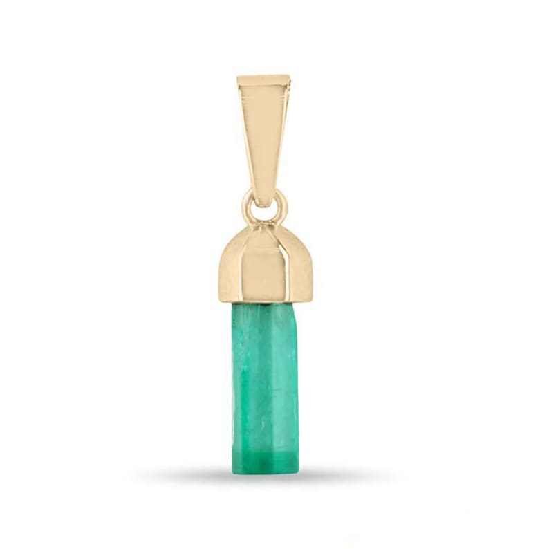 2.71ct natural rough emerald pendant with bezel-set hexagonal crystal in 18K yellow gold