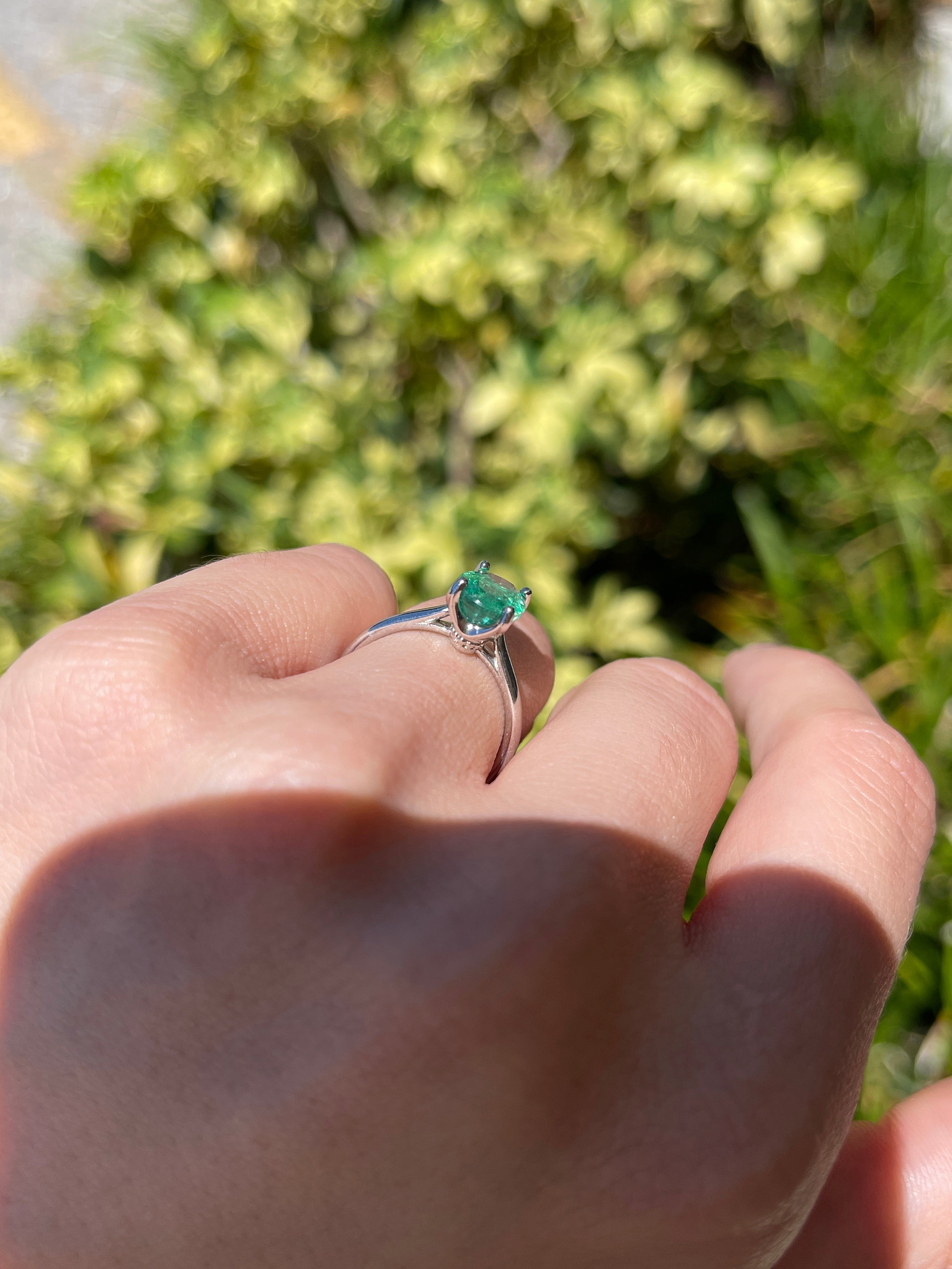 2.05ct 18K Natural Oval Cut Emerald Solitaire Gold Ring - JR Colombian Emeralds