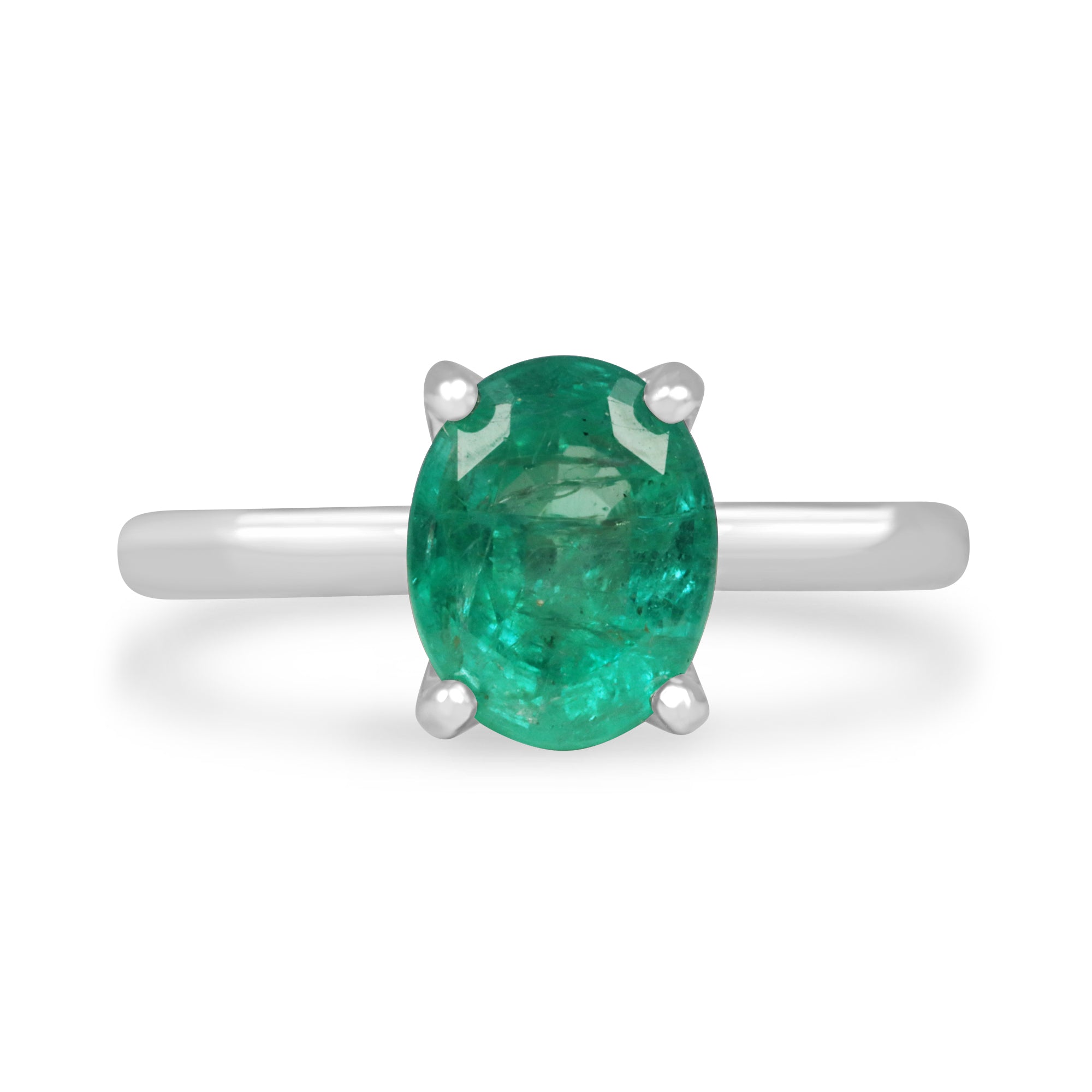 2.05ct 18K Natural Oval Cut Emerald Solitaire Gold Ring - JR Colombian Emeralds