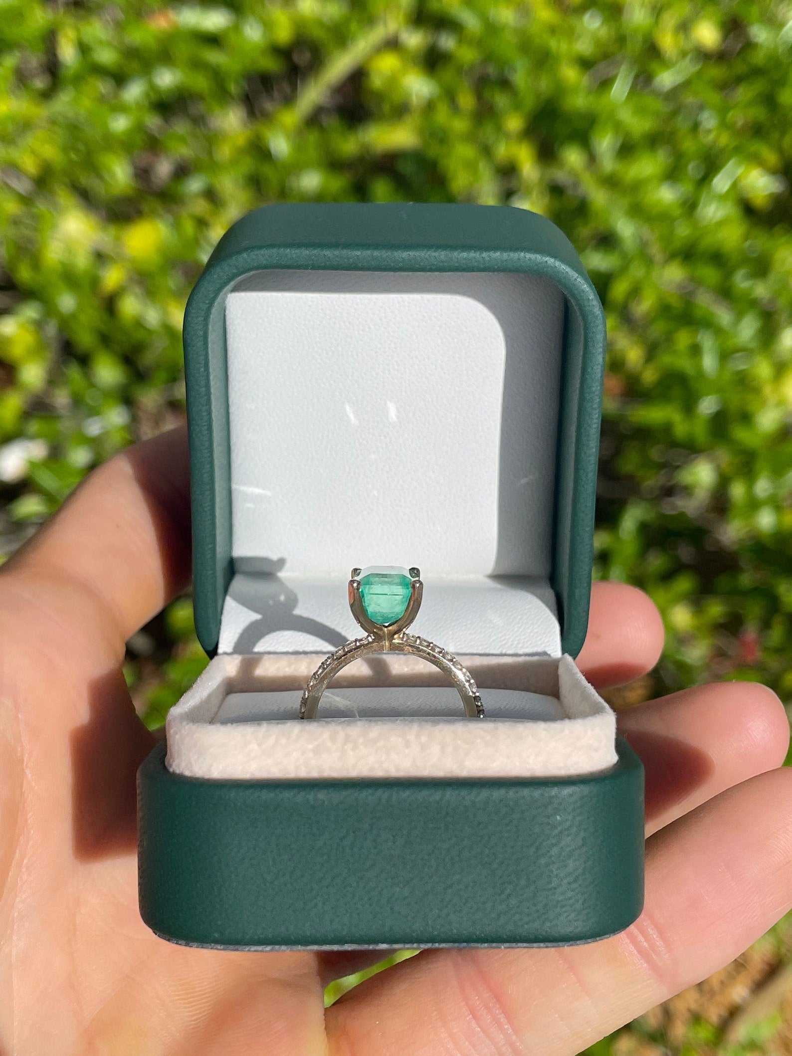 4.15tcw Emerald Cut Colombian Emerald & Diamond Solitaire With Accents