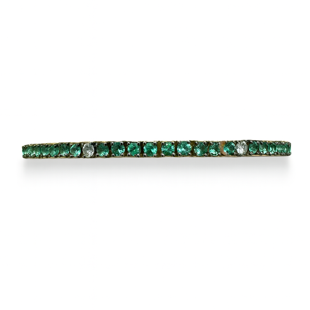 2.58tcw Emerald & Diamond Tennis Bracelet with Blackened Gold Rim 14K - JR Colombian Emeralds