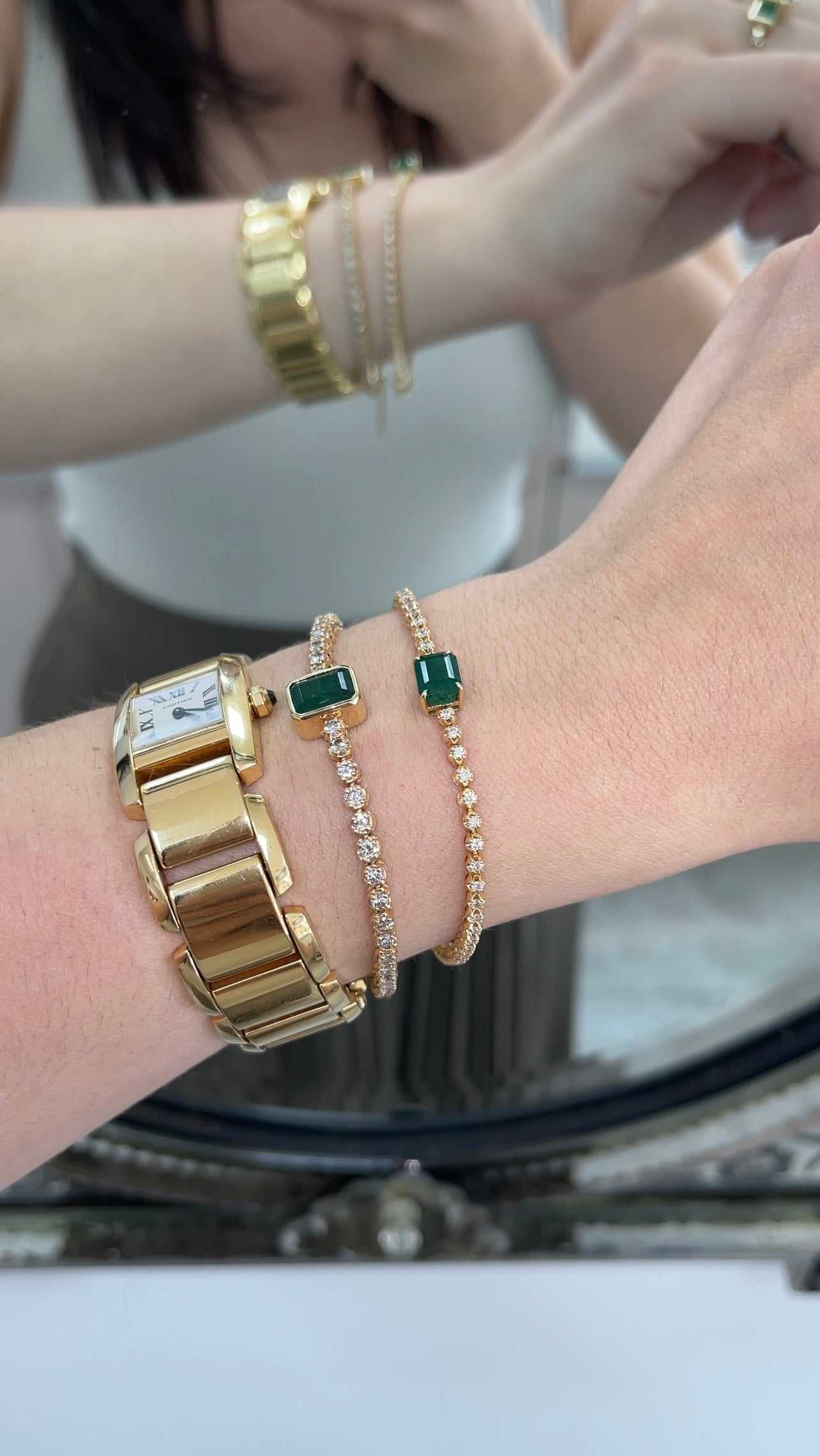 3.18tcw Natural Emerald & Diamond 7 In Tennis Bracelet 14K - JR Colombian Emeralds