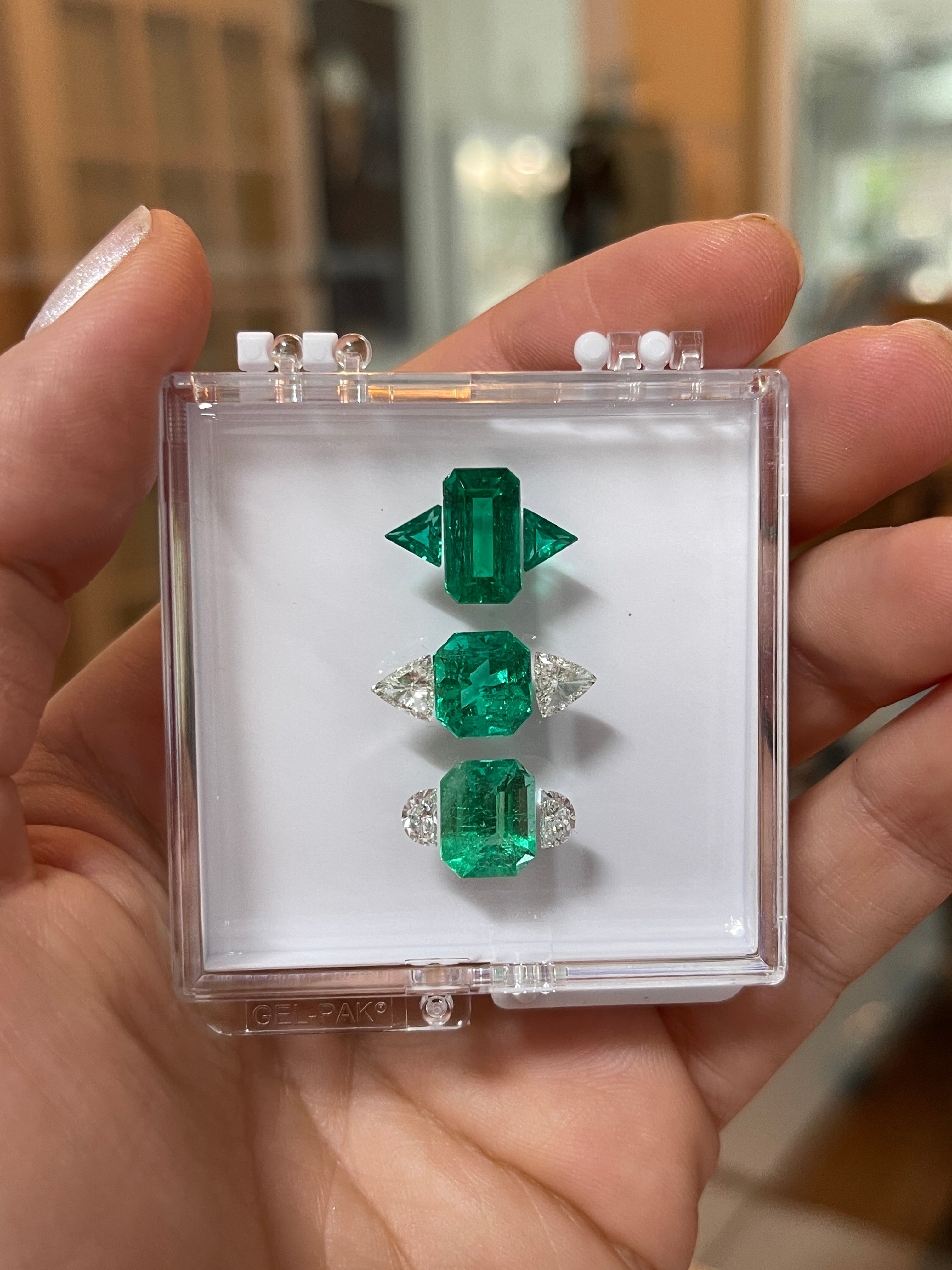 0.51tcw AAA+ Rare Colombian Emerald Trillion Accents- Loose & Ready to Set - JR Colombian Emeralds