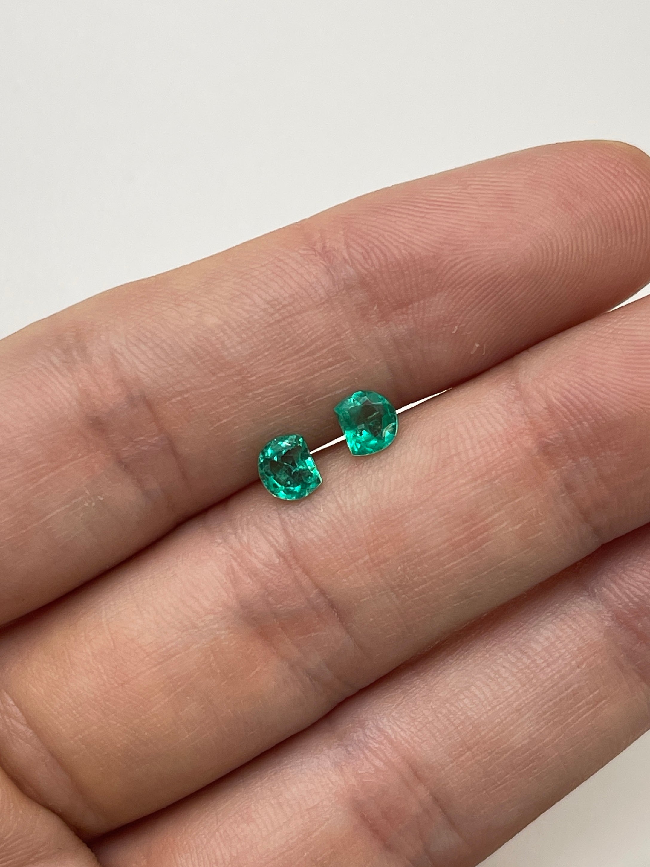 0.80tcw 5x4 Matching Pair Green Natural Loose Colombian Emerald Half Moons - JR Colombian Emeralds